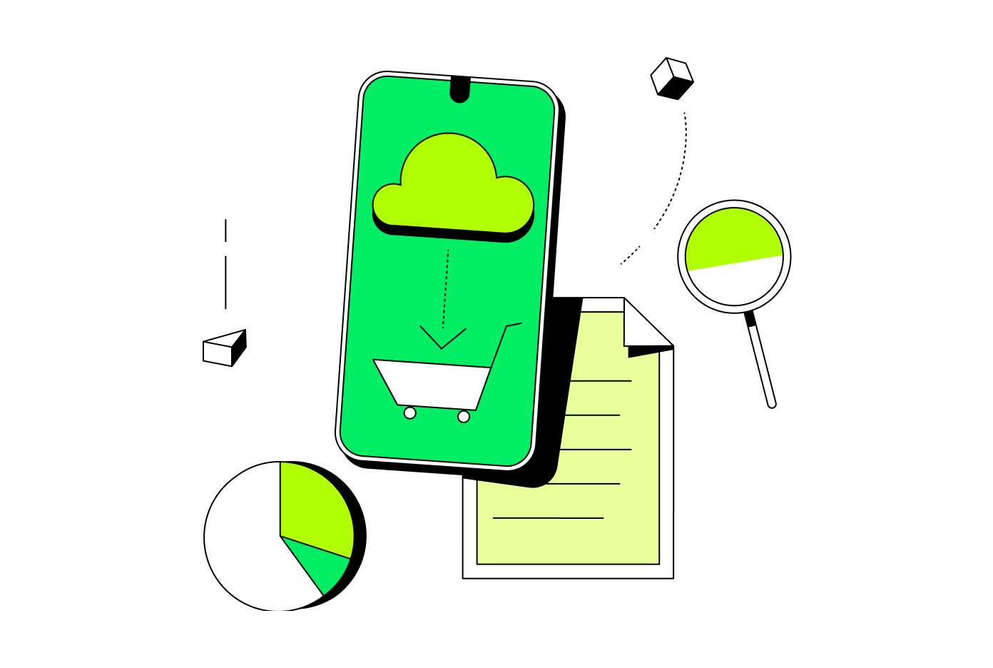 Illustration depicting a retail app